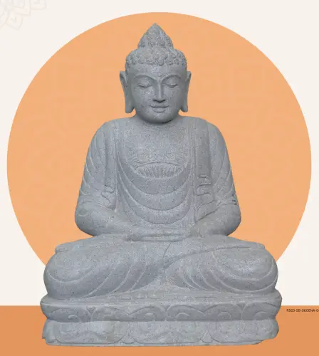 Product image of the product “Seated Buddha made of Riverstone in Dhyana position - gesture of meditation, H.62 cm, natural. ”